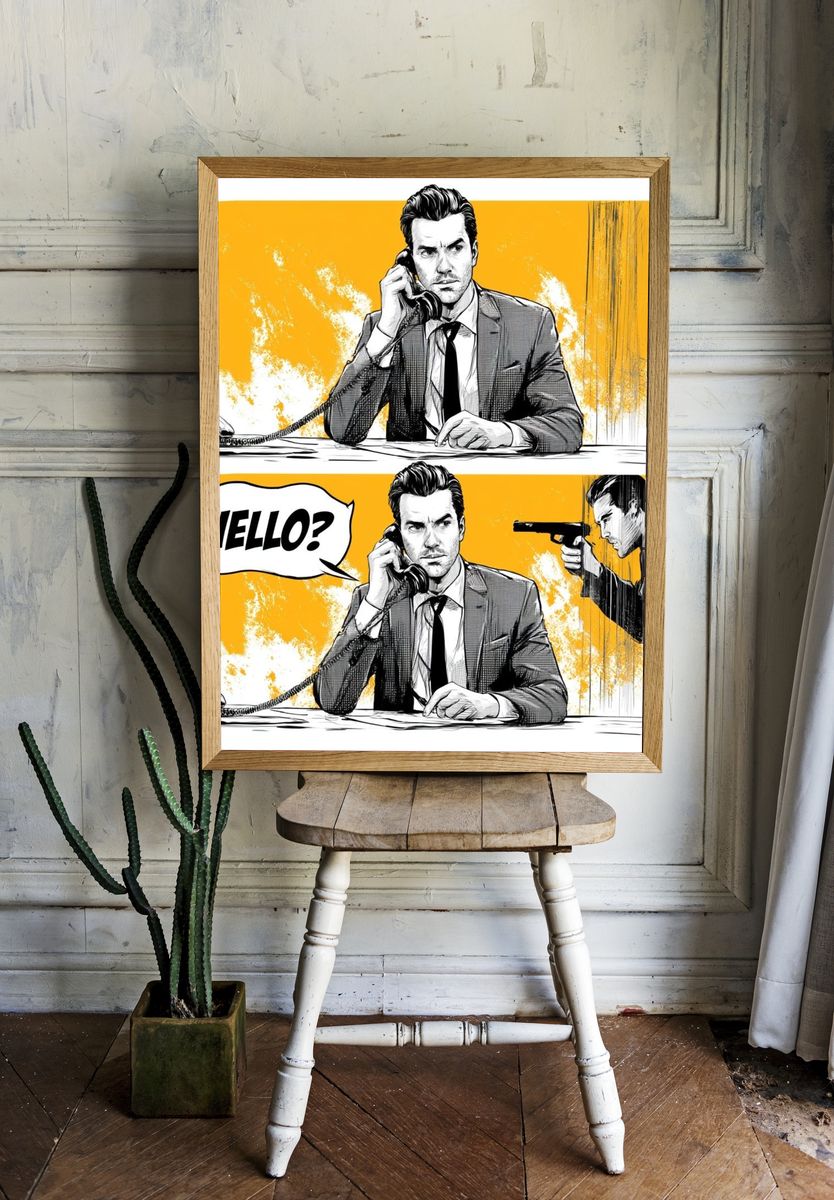 Noir Phone Call Comic Poster. — room view 1
