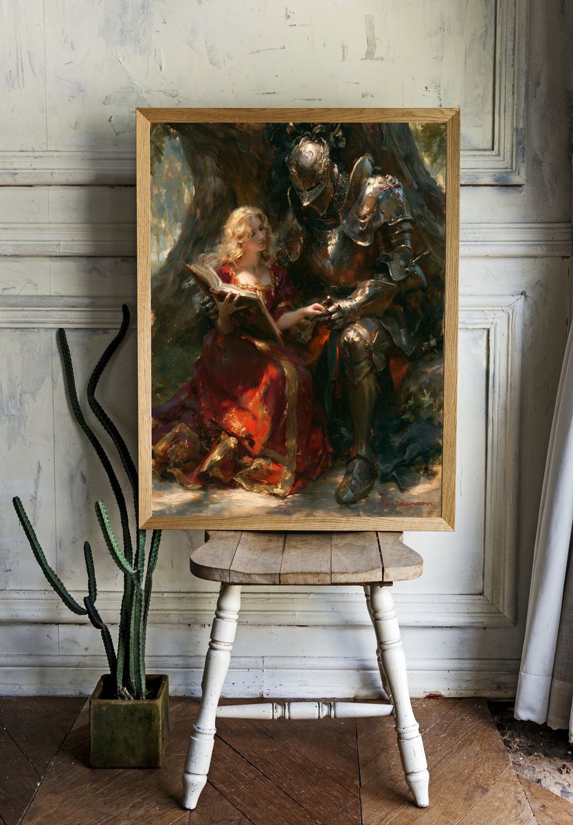 Knight and Maiden Fine-Art Print. — room view 1