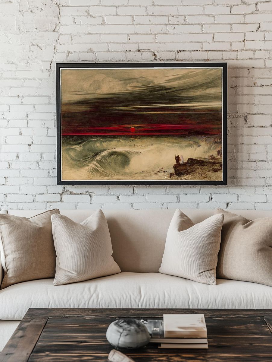 Dramatic Sunset Over Ocean Waves — Fine Art Print room preview