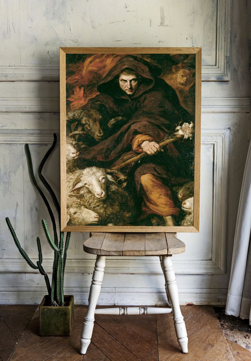 Shepherd and Sheep Fine-Art Print. room preview