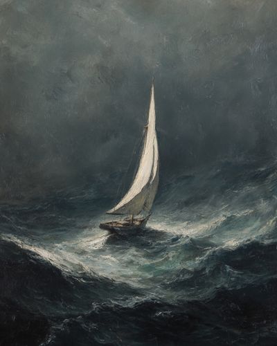 Sailing Through Stormy Seas — Fine Art Print. poster print