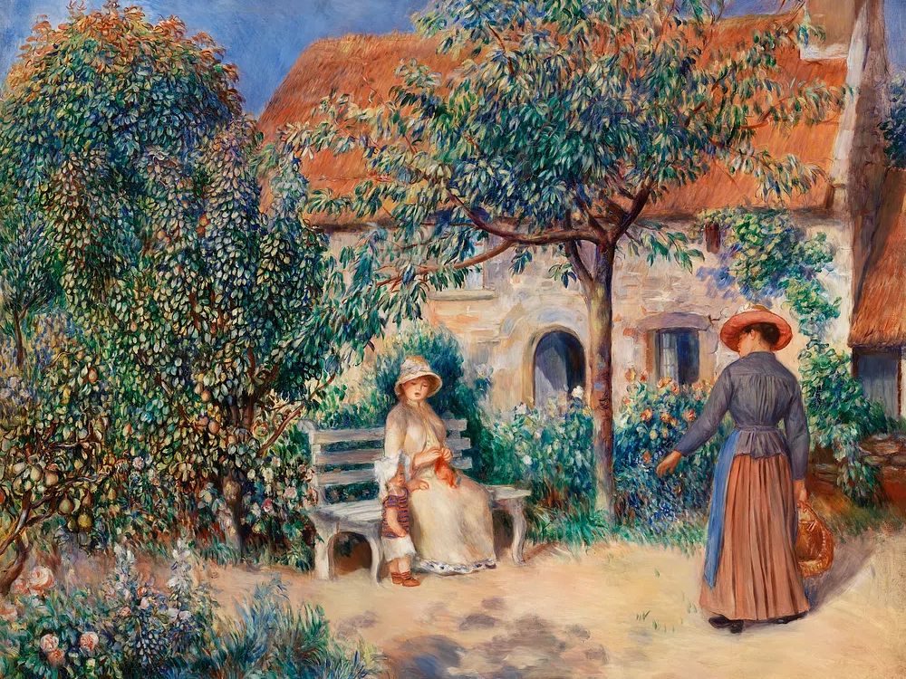 Garden Scene with Women — Fine Art Print. poster — fine-art art