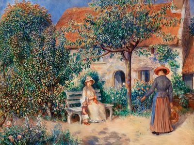 Garden Scene with Women — Fine Art Print. poster
