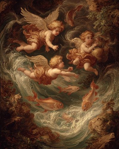 Angels in the Waves — Fine Art Print. poster print