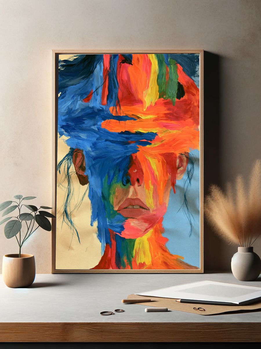 Colorful Face Portrait Poster. — room view 2
