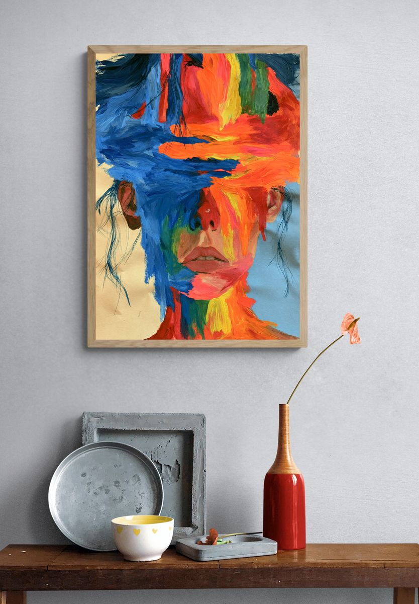 Colorful Face Portrait Poster. — room view 3