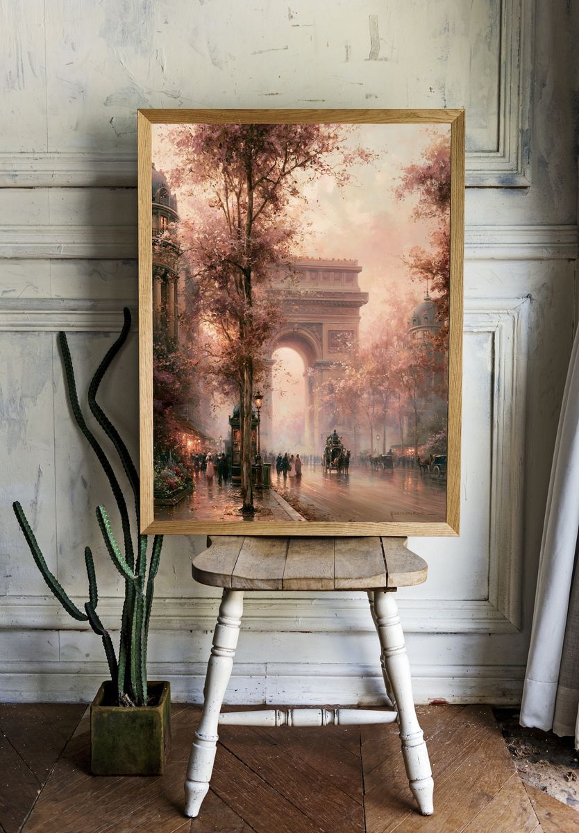 Paris Arc de Triomphe Blossom Print. room preview