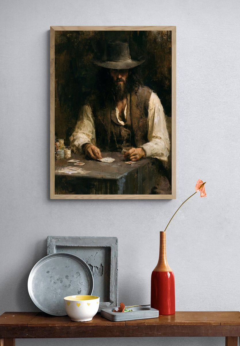Card Sharp Cowboy Fine-Art Poster. — room view 3