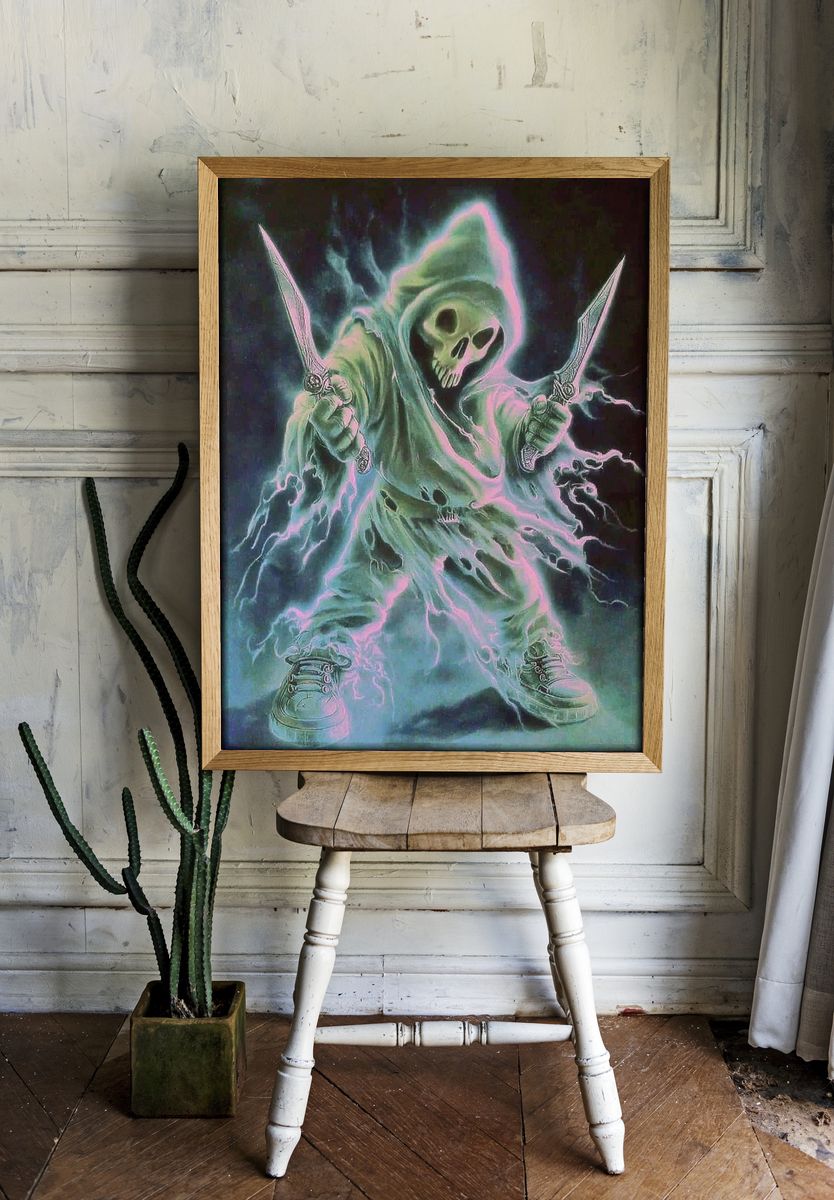 Ghostly Grim Reaper — Fantasy Art Print room preview