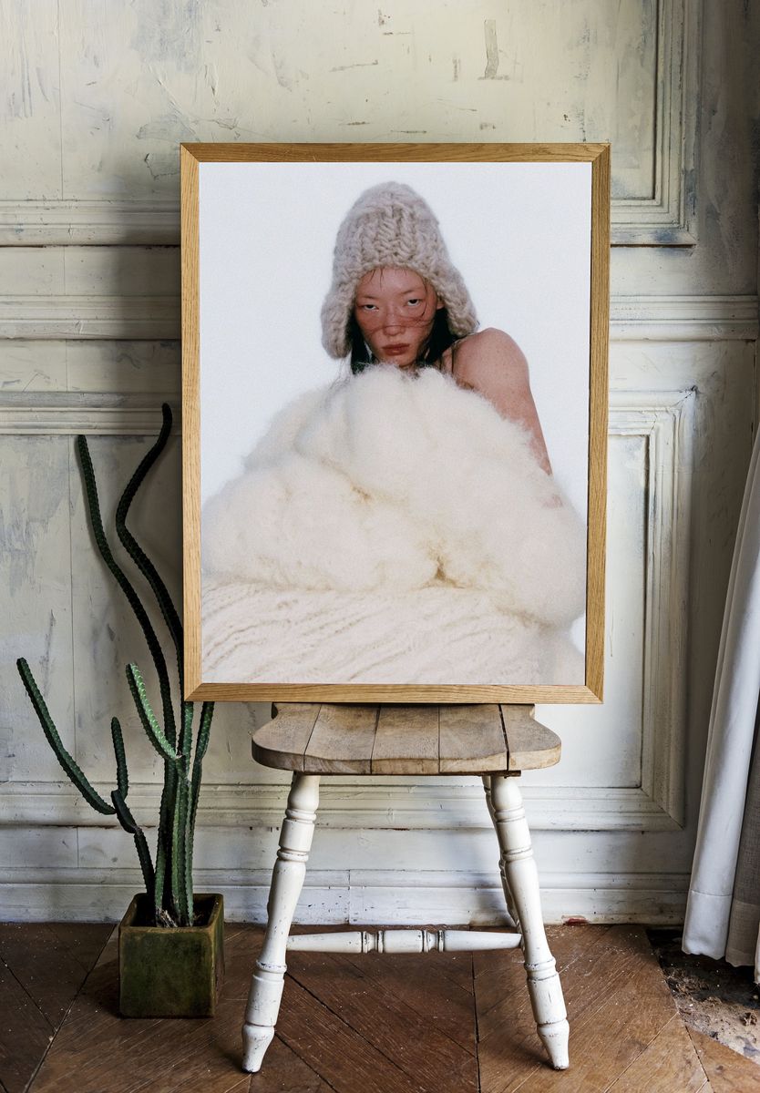 Avant-Garde Knit Portrait Poster. room preview