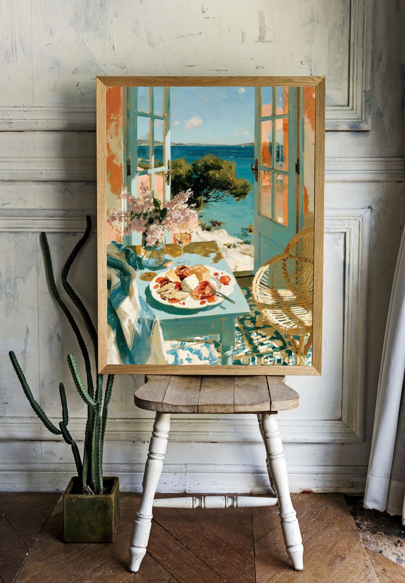 Seaside Breakfast Impressionist Poster. — room view 1