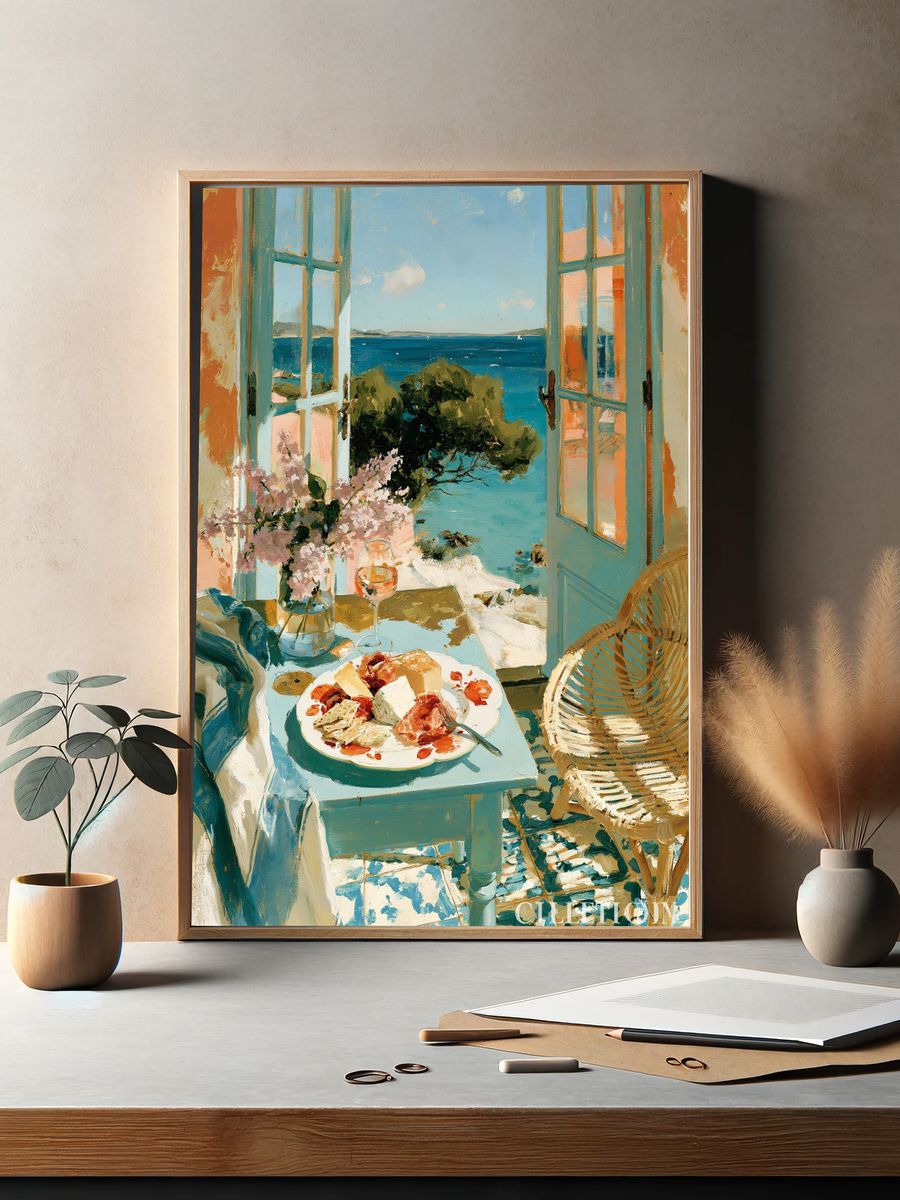Seaside Breakfast Impressionist Poster. — room view 2