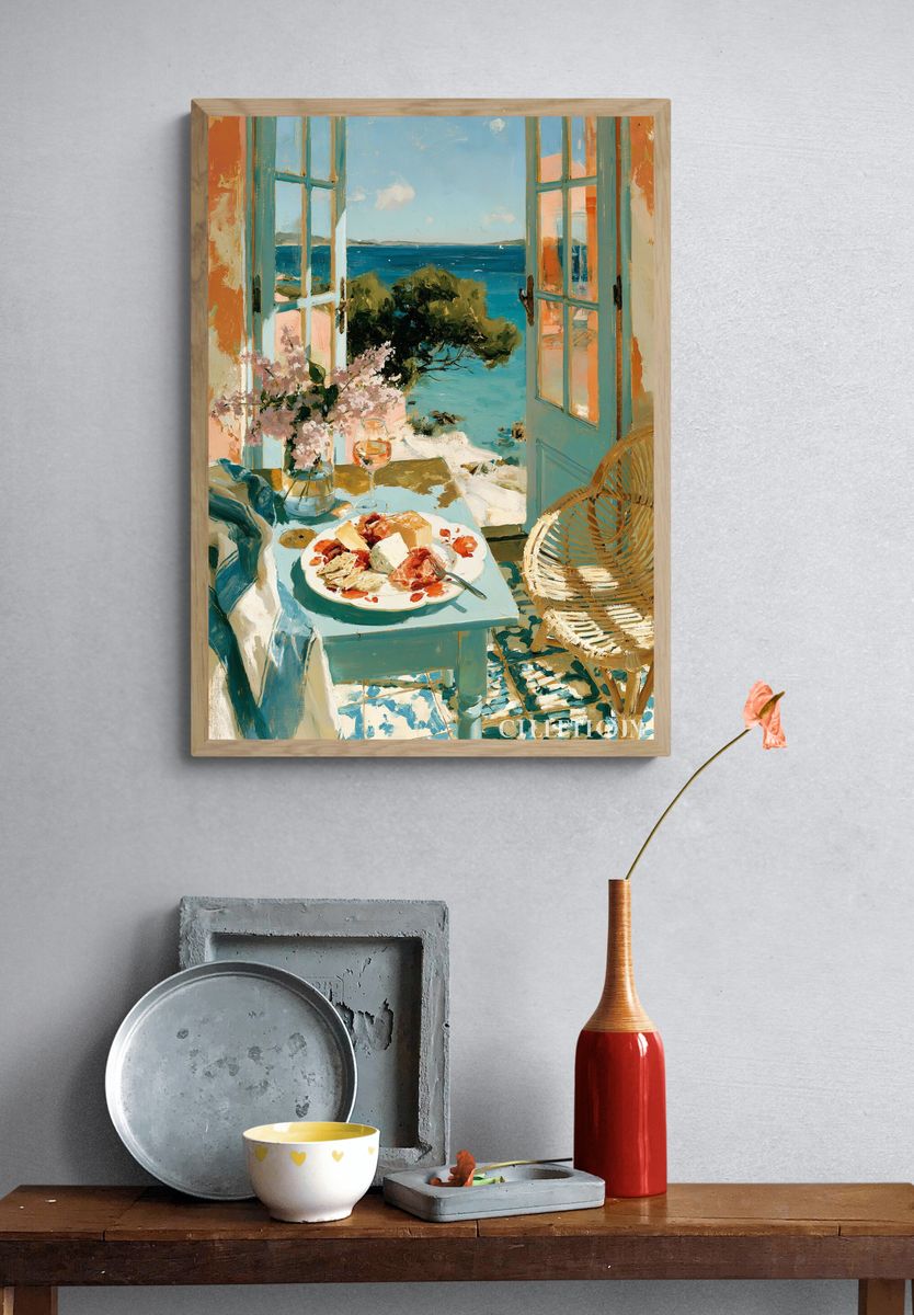Seaside Breakfast Impressionist Poster. — room view 3