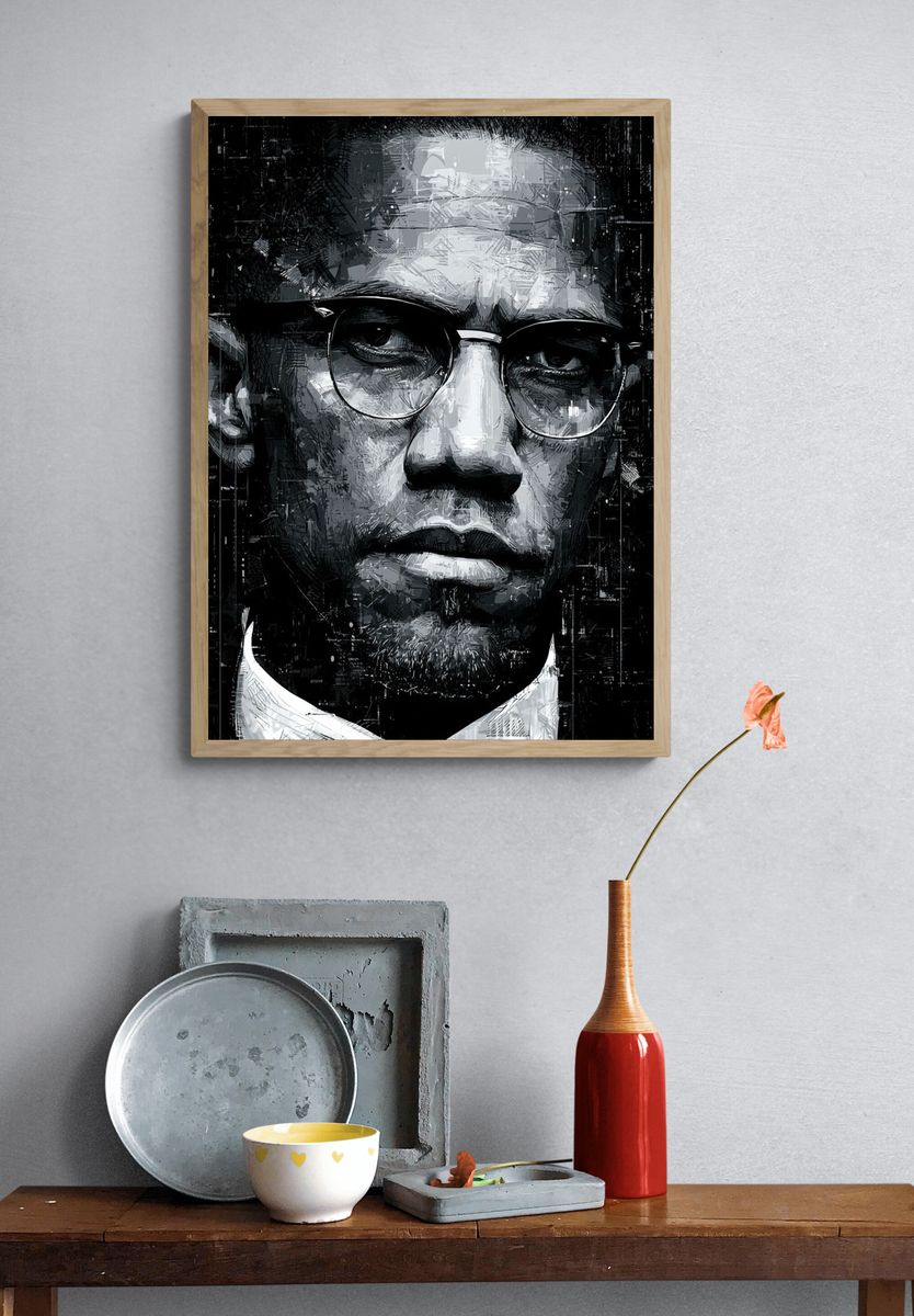 Black and White Portrait Poster. — room view 3