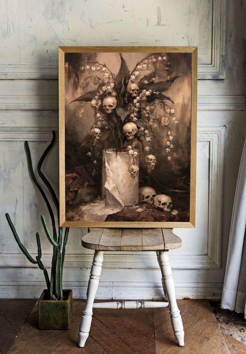 Skull Lily Still Life Print. — room view 1
