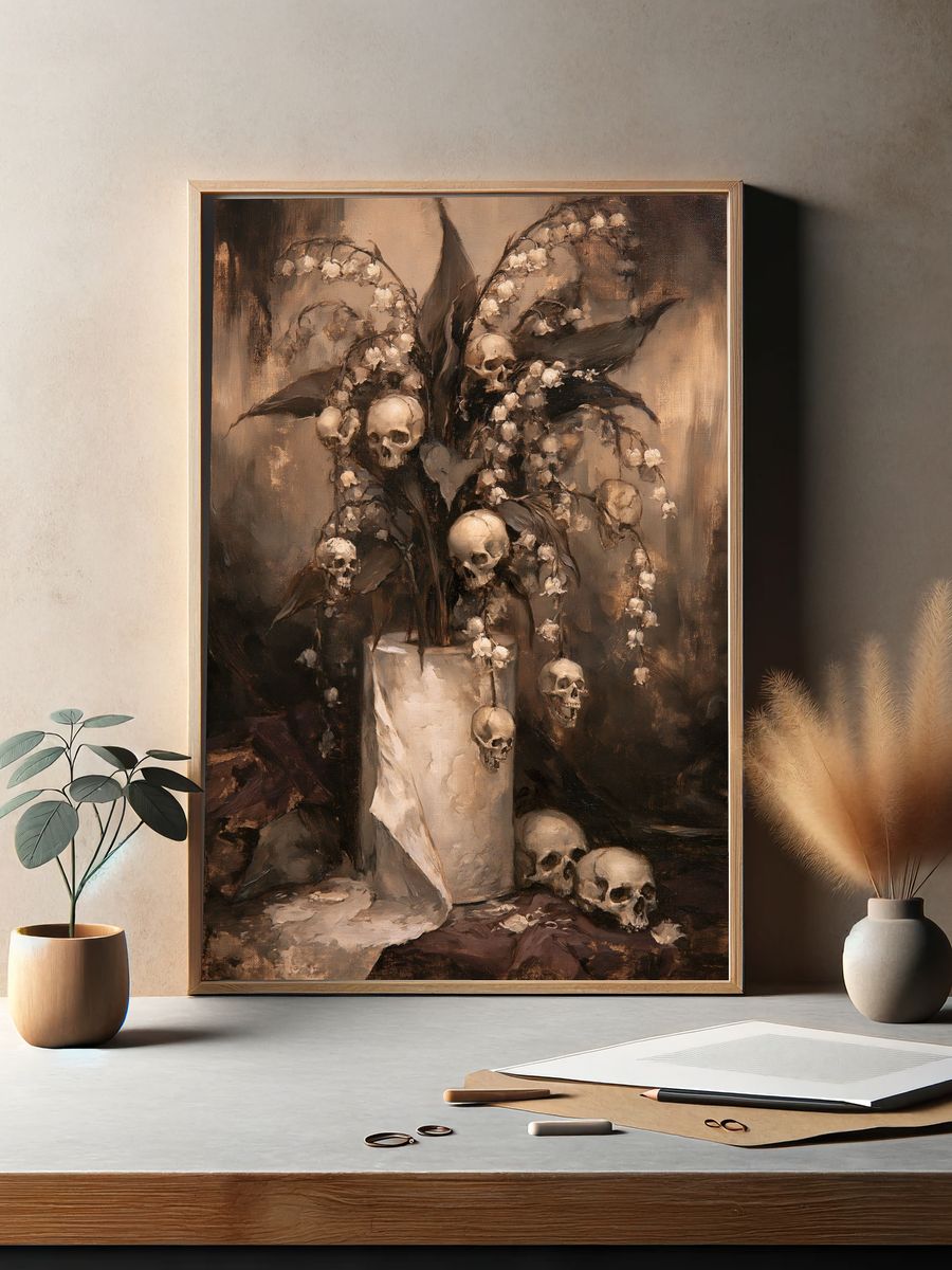 Skull Lily Still Life Print. — room view 2