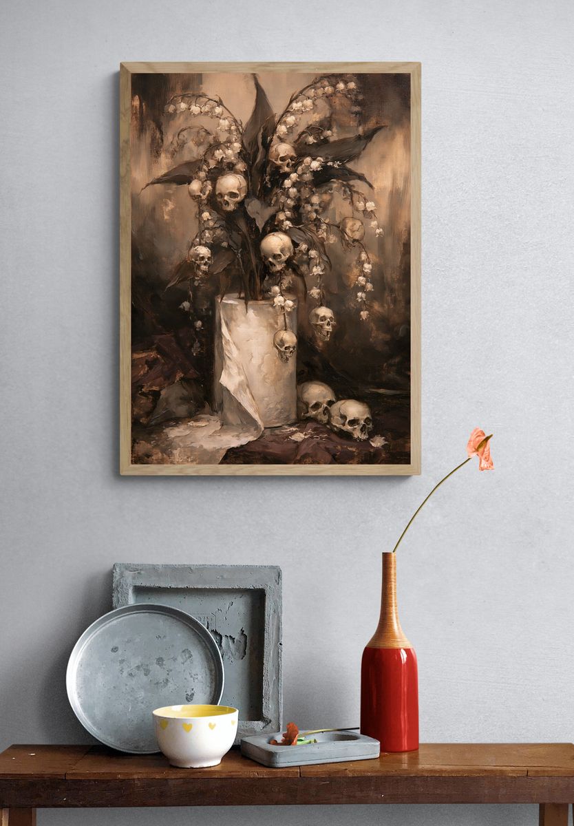 Skull Lily Still Life Print. — room view 3