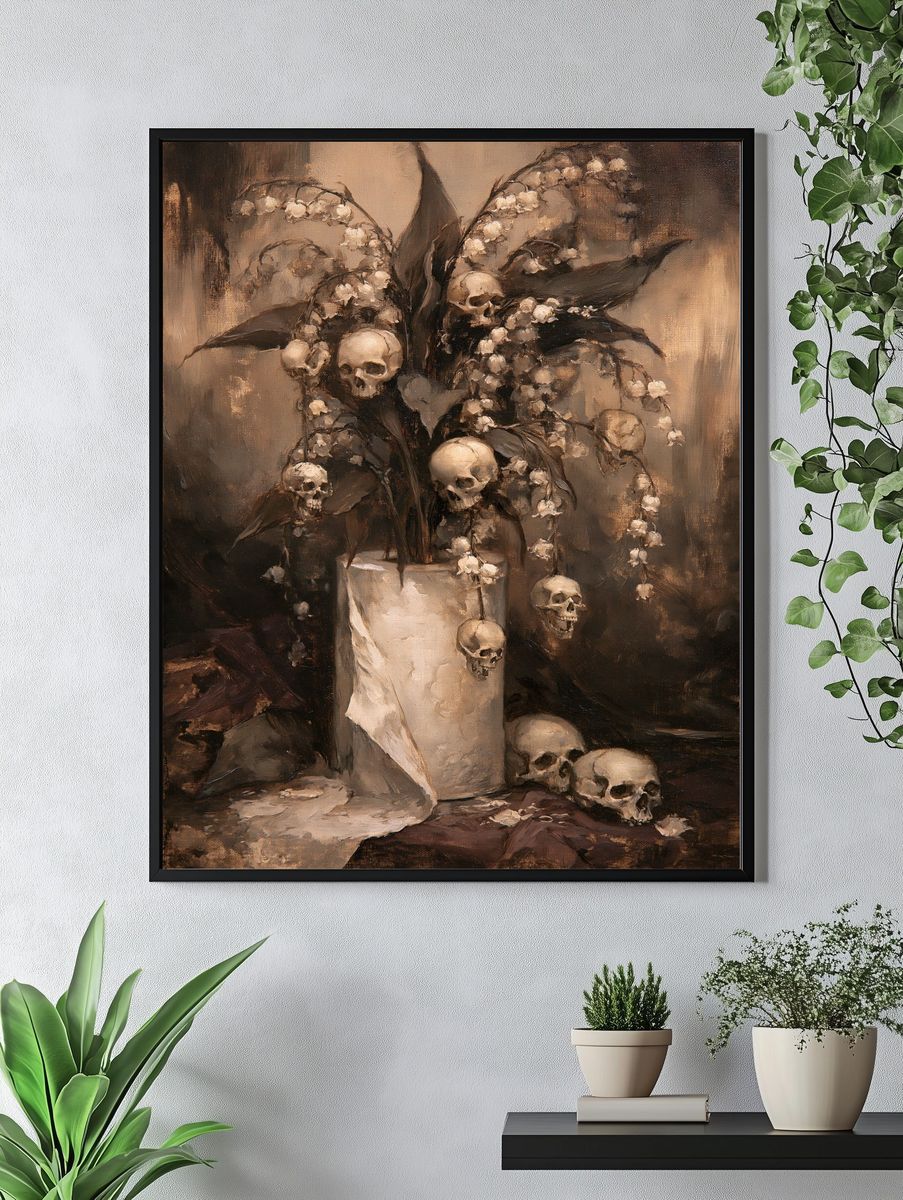 Skull Lily Still Life Print. — room view 4