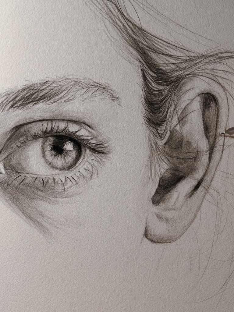 Pencil Eye and Ear Sketch Poster. poster detail