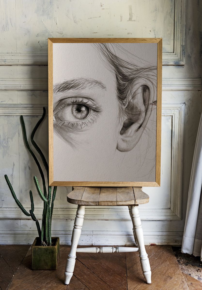 Pencil Eye and Ear Sketch Poster. — room view 1
