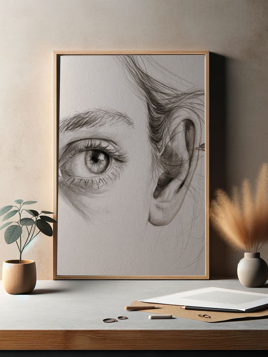 Pencil Eye and Ear Sketch Poster. — room view 2