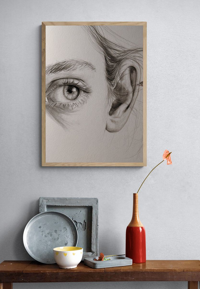 Pencil Eye and Ear Sketch Poster. — room view 3