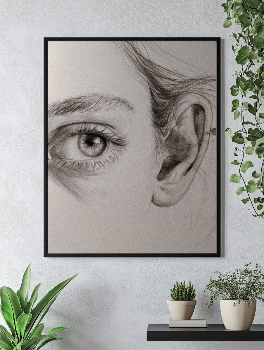 Pencil Eye and Ear Sketch Poster. — room view 4