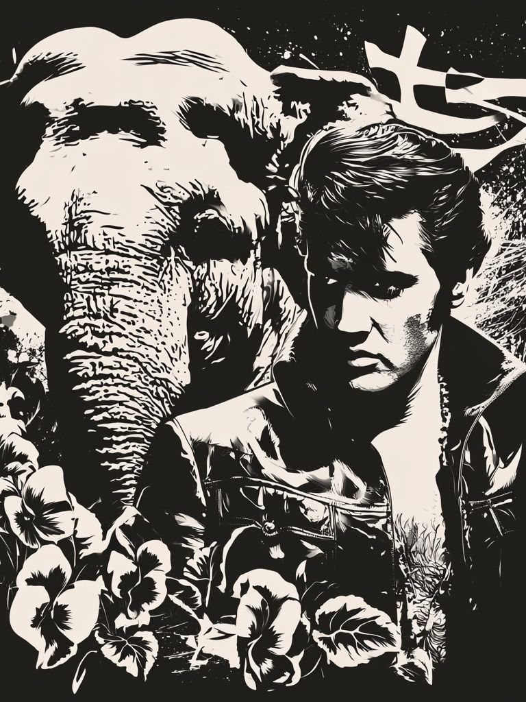Elvis and Elephant Collage Poster. poster detail