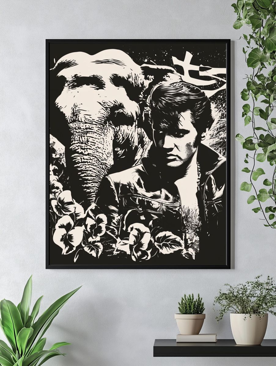 Elvis and Elephant Collage Poster. — room view 4