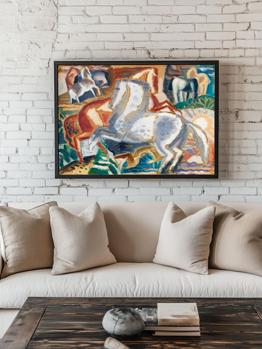 Horses landscape (1928) painting high. room preview