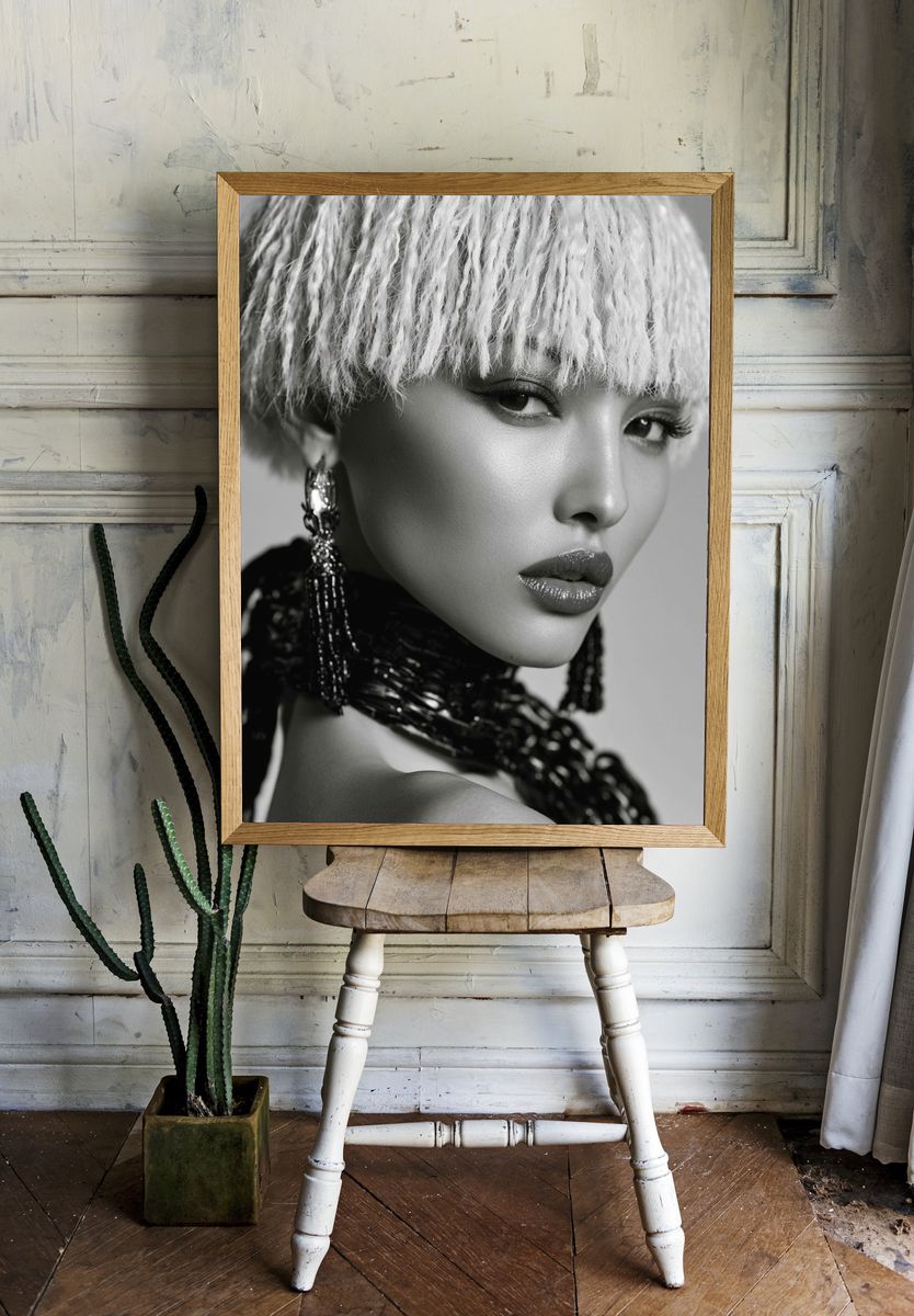 Monochrome Fashion Portrait Poster. room preview
