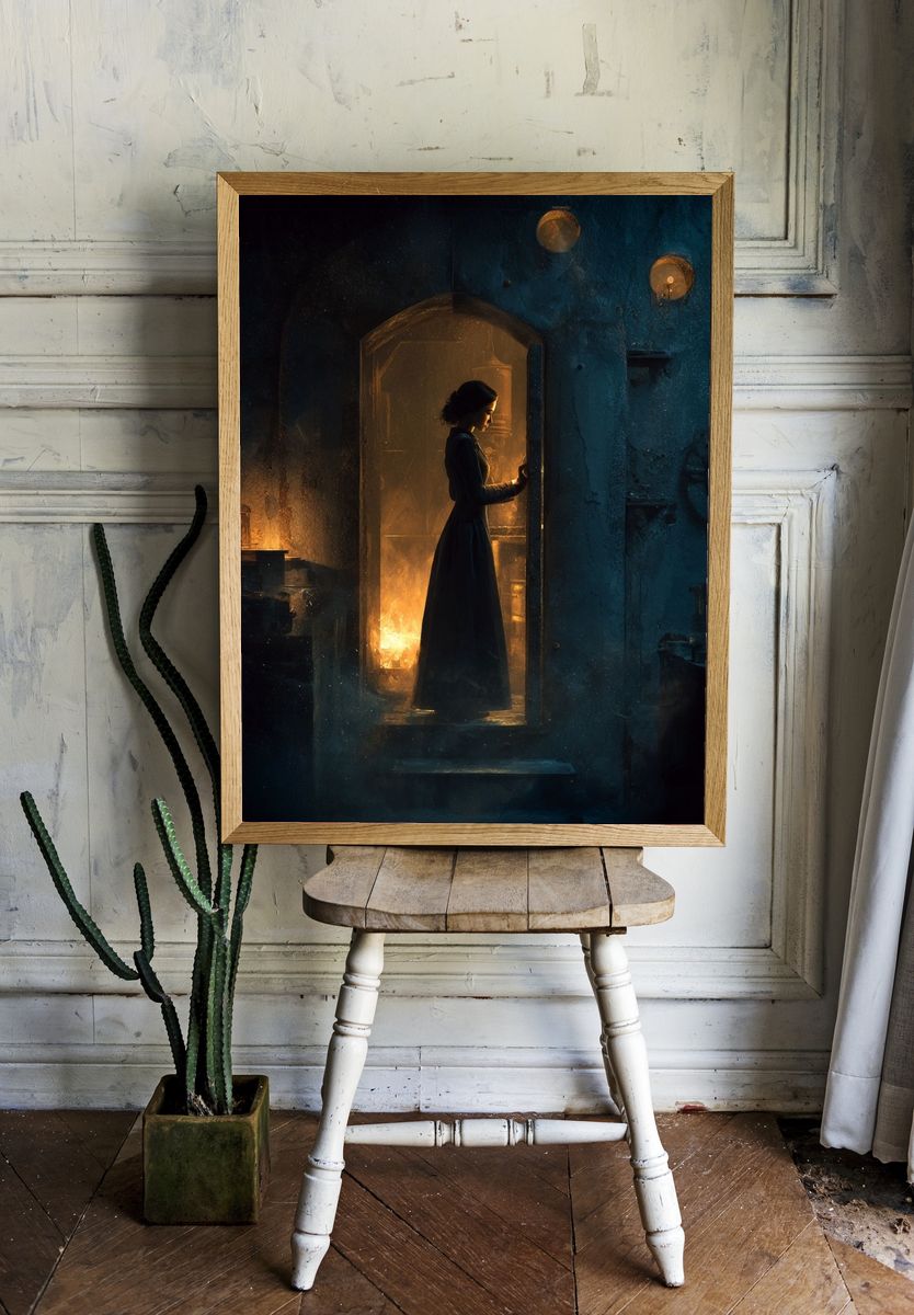 Mystical Woman in Doorway — Fine Art Print room preview