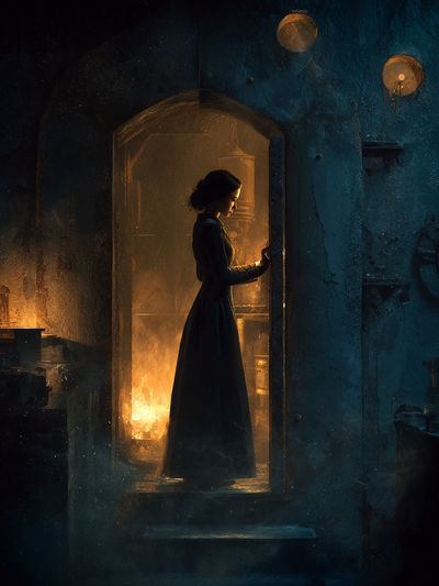 Mystical Woman in Doorway — Fine Art Print. poster print