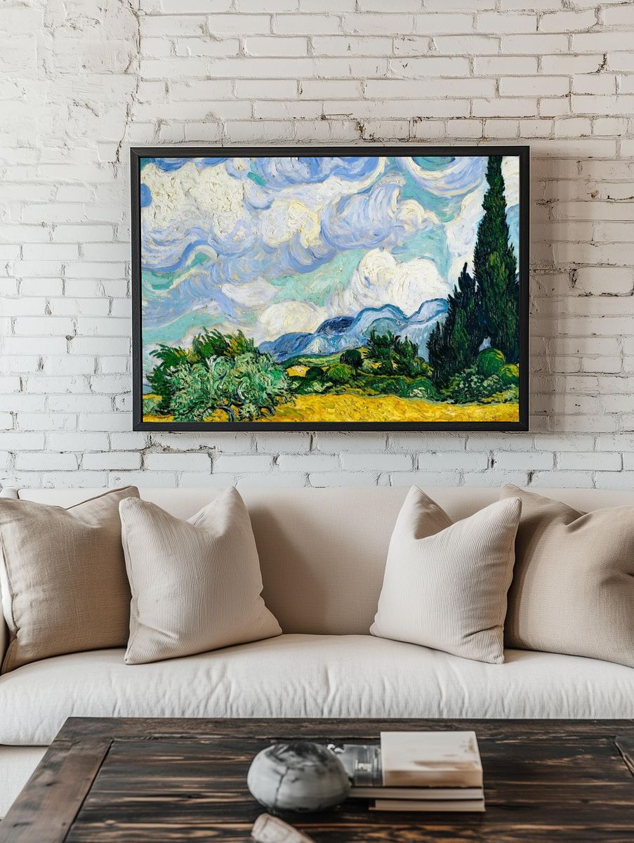 Cypress Trees and Sky — Fine Art Print room preview
