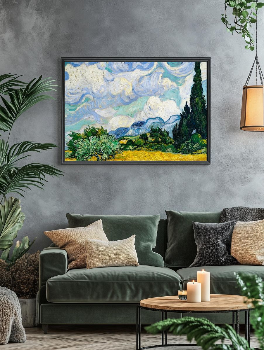 Cypress Trees and Sky — Fine Art Print. — room view 4