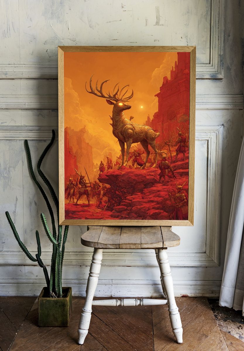 Mythical Stag — Fantasy Art Print room preview