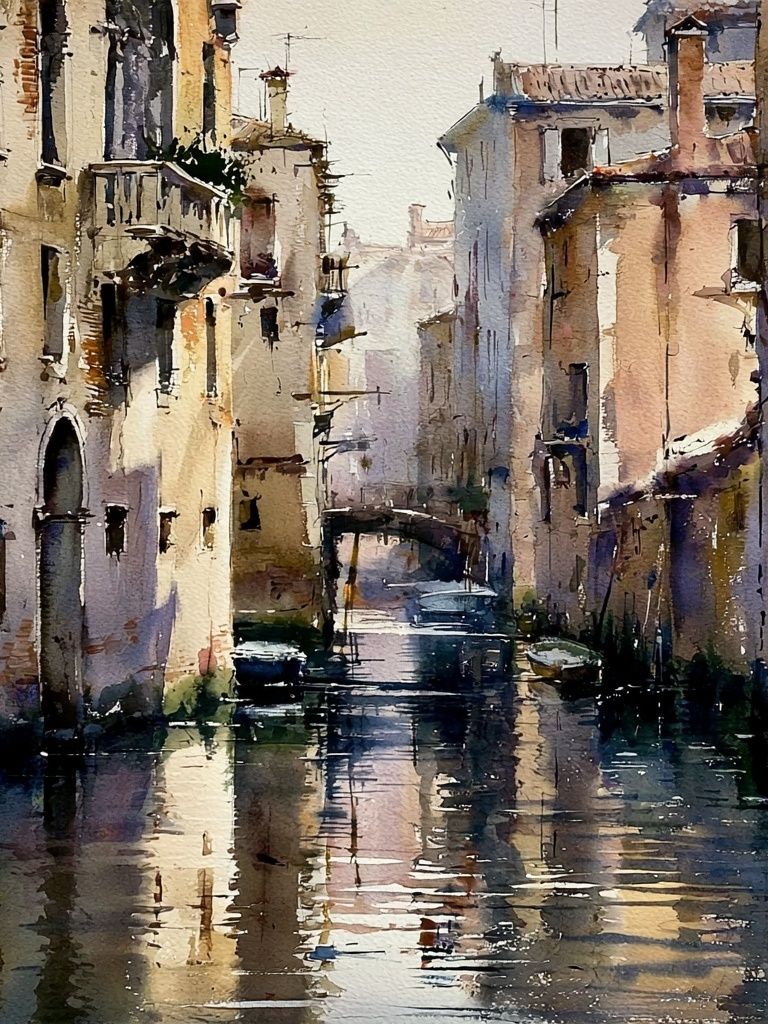Venetian Canal Watercolor Poster. poster — fine-art art