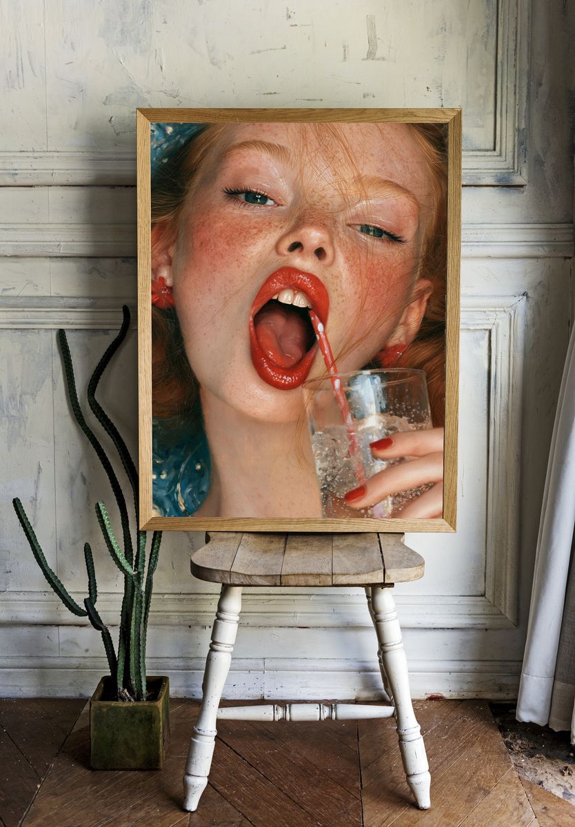 Red Lip Portrait Fine-Art Print. — room view 1