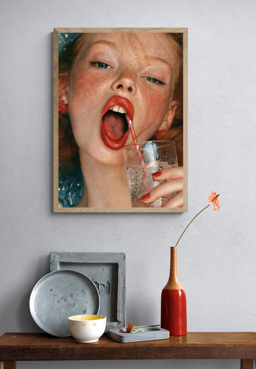 Red Lip Portrait Fine-Art Print. — room view 3