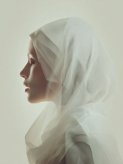 Serene Woman in Veil — Fine Art Print. poster print