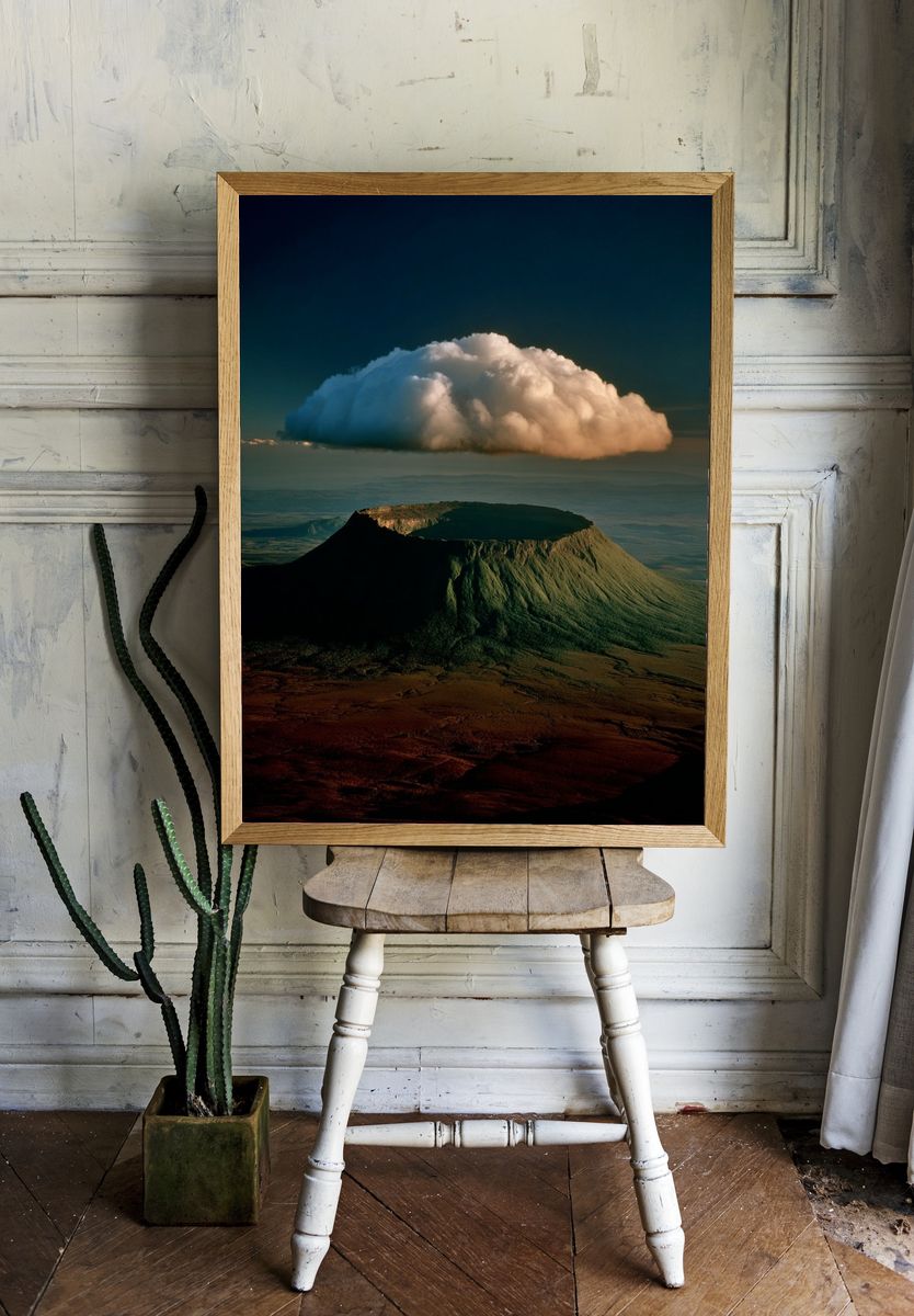 Majestic Volcano with Cloud — Fine Art Print room preview