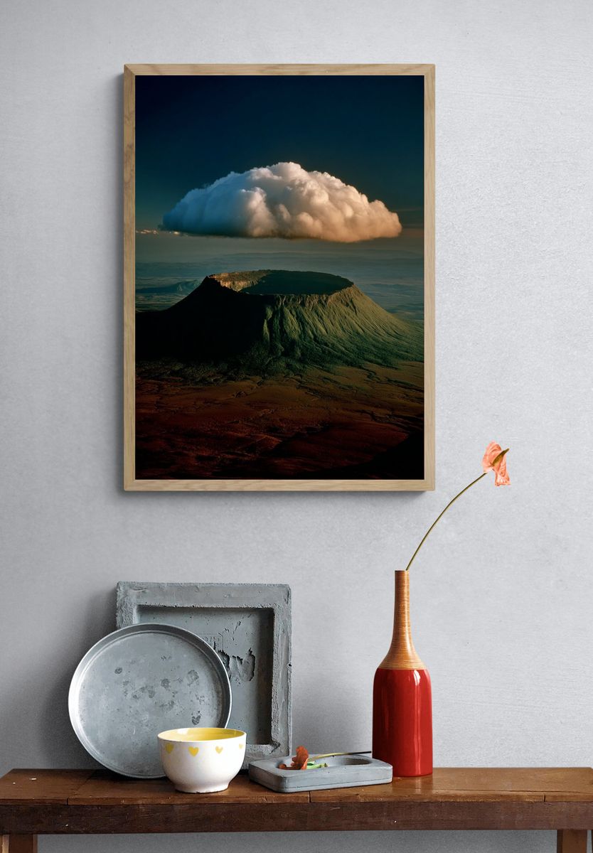 Majestic Volcano with Cloud — Fine Art Print. — room view 3