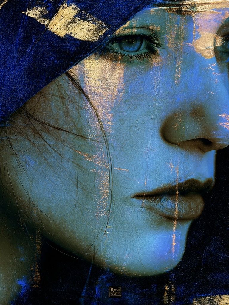 Blue Portrait Fine-Art Poster. poster detail