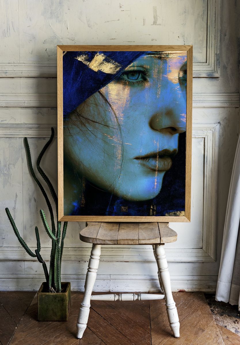 Blue Portrait Fine-Art Poster. — room view 1
