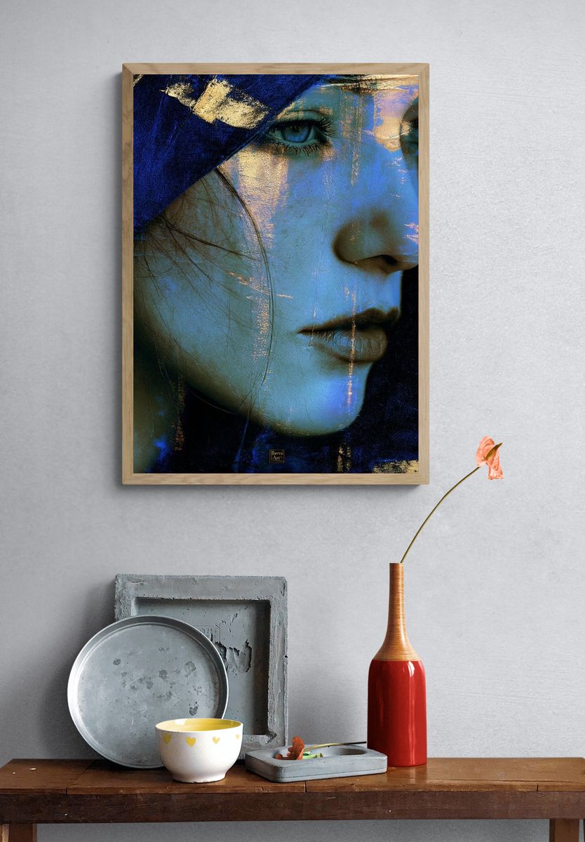 Blue Portrait Fine-Art Poster. — room view 3