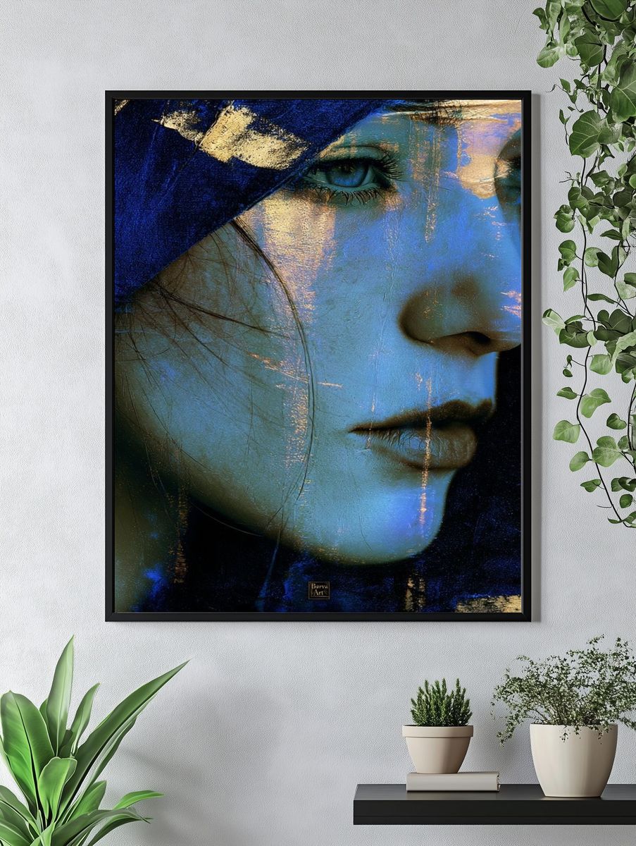 Blue Portrait Fine-Art Poster. — room view 4