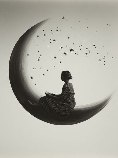 Dreamy Moonlit Reading — Fine Art Print. poster print