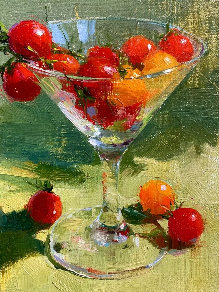 Tomatoes in Martini Glass Print. poster — fine-art art