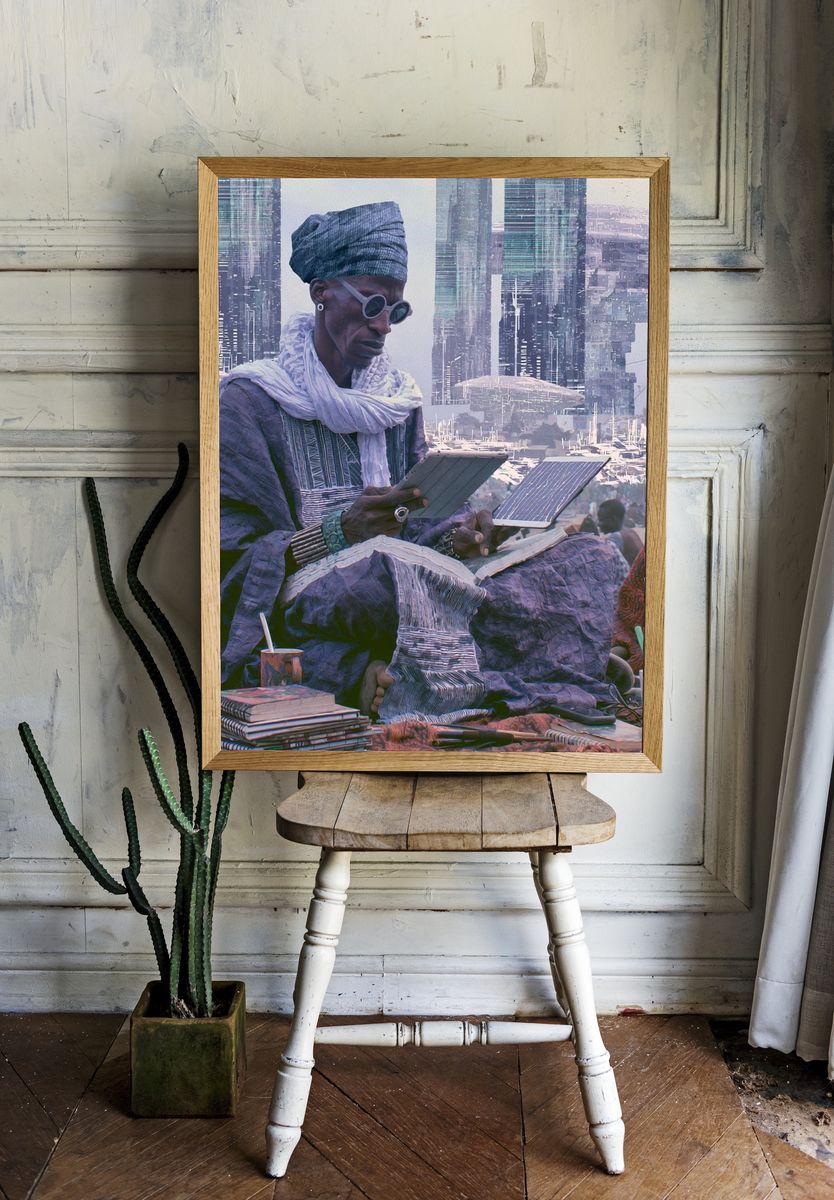 Futurist Reader Portrait Print. room preview