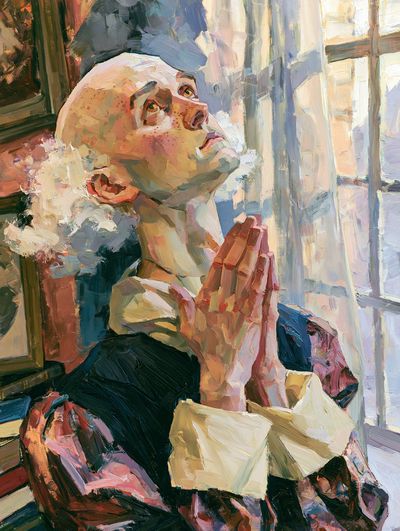 Praying Woman Oil Portrait Poster. poster